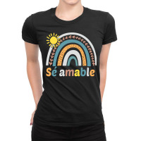 Sé Amable Spanish Bilingual Teacher Be Kind Boho Rainbow Pullover Hoo Ladies Fitted T-shirt | Artistshot