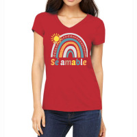 Sé Amable Spanish Bilingual Teacher Be Kind Boho Rainbow Pullover Hoo Women's V-neck T-shirt | Artistshot