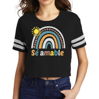 Sé Amable Spanish Bilingual Teacher Be Kind Boho Rainbow Pullover Hoo Scorecard Crop Tee | Artistshot