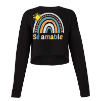 Sé Amable Spanish Bilingual Teacher Be Kind Boho Rainbow Pullover Hoo Cropped Sweater | Artistshot