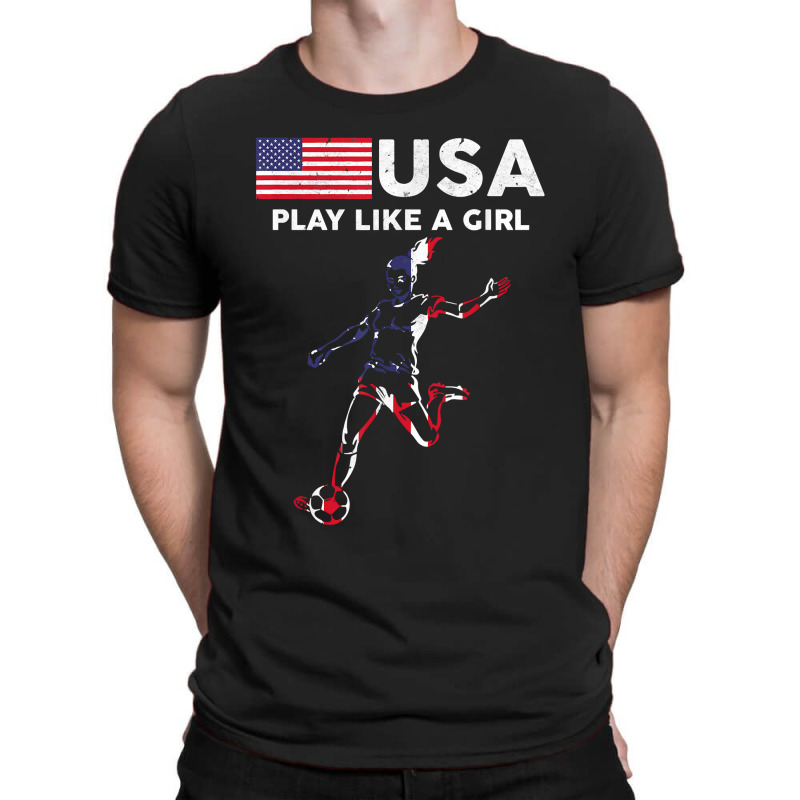 Usa Play Like A Girl Soccer Football Usa Flag T-shirt | Artistshot