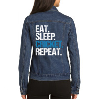 Eat. Sleep. Cricket. Repeat. Ladies Denim Jacket | Artistshot