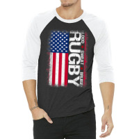 Usa Rugby American Flag Distressed Rugby 4th Of July Gift 3/4 Sleeve Shirt | Artistshot