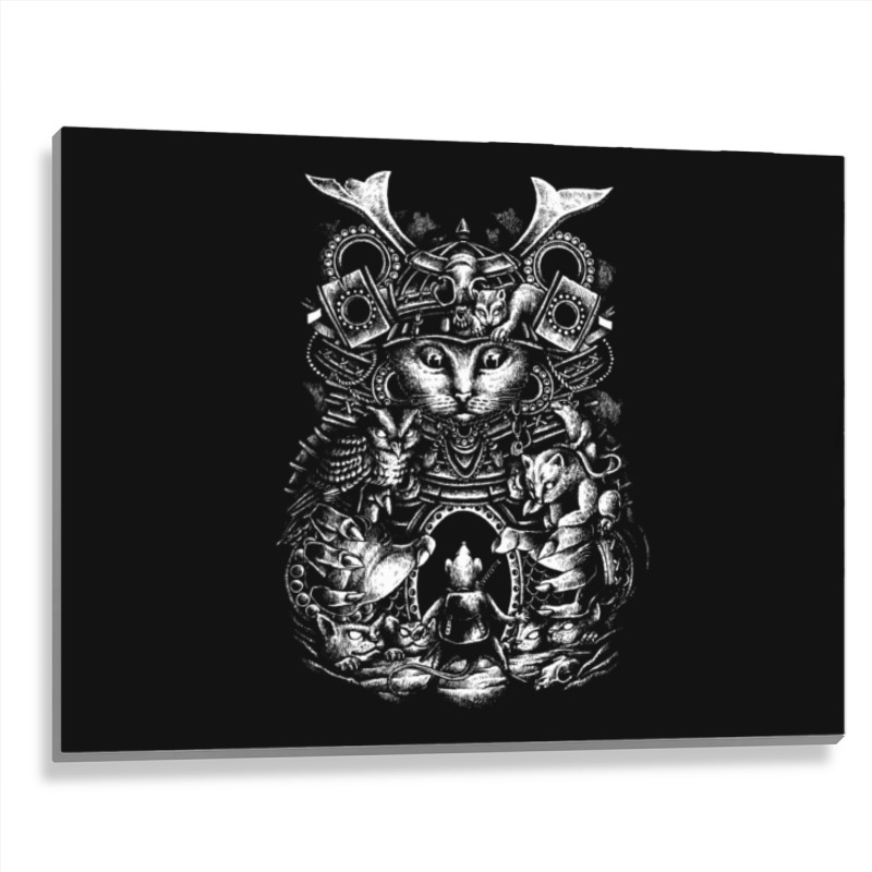 Samurai Cat Metal Print Horizontal | Artistshot