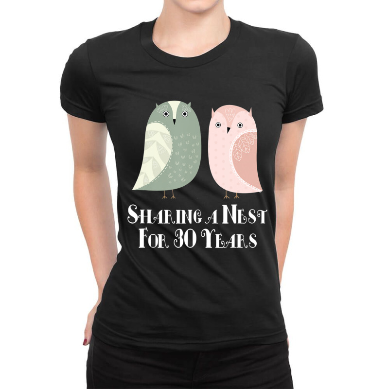 30th Anniversary His And Hers Owls Couples Ladies Fitted T-Shirt by Bertrand Angulo | Artistshot