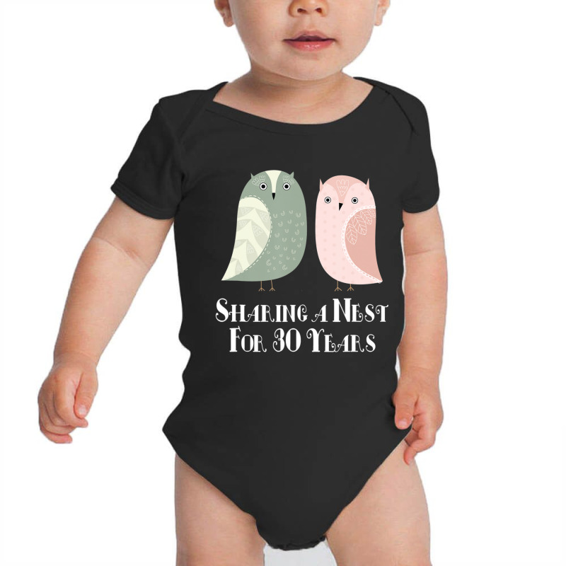 30th Anniversary His And Hers Owls Couples Baby Bodysuit by Bertrand Angulo | Artistshot