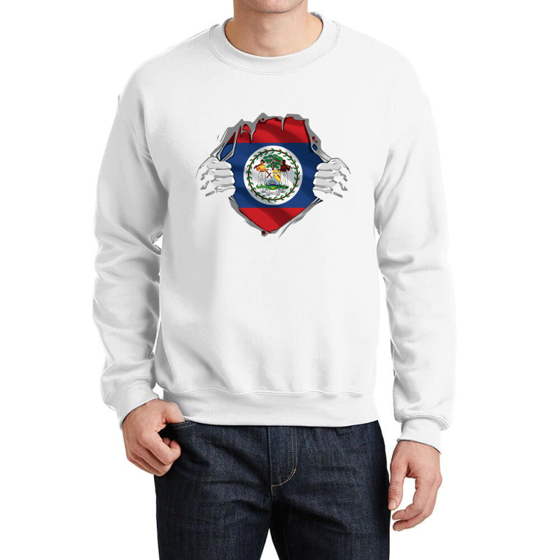 Super Belizean Heritage Proud Belize Roots Flag Pullover Hoodie Crewneck Sweatshirt | Artistshot