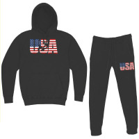 Usa Women Men Patriotic American Flag 4th Of July Hoodie & Jogger Set | Artistshot