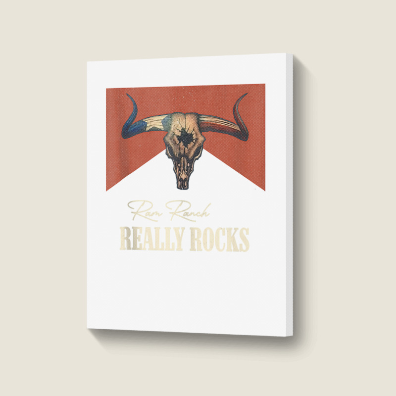 Ram Ranch Really Rocks Vintage Bull Skull Western Country Tank Top Portrait Canvas Print | Artistshot