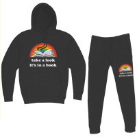 Take A Look It's In A Book Reading Vintage Retro Rainbow Pullover Hood Hoodie & Jogger Set | Artistshot