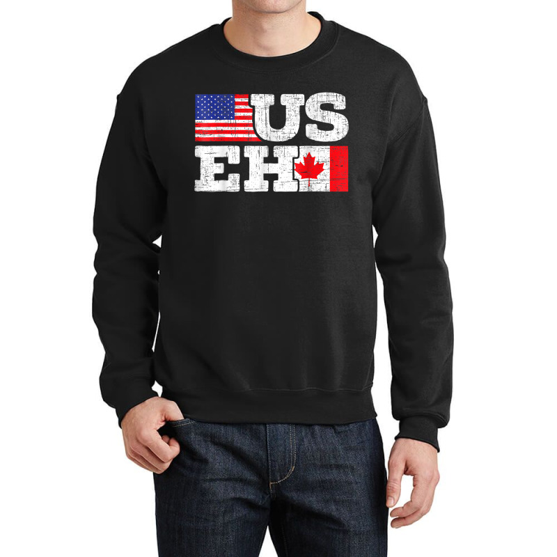 Useh Leaf Canadian American Flag Canada Usa Flag Gift Crewneck Sweatshirt | Artistshot