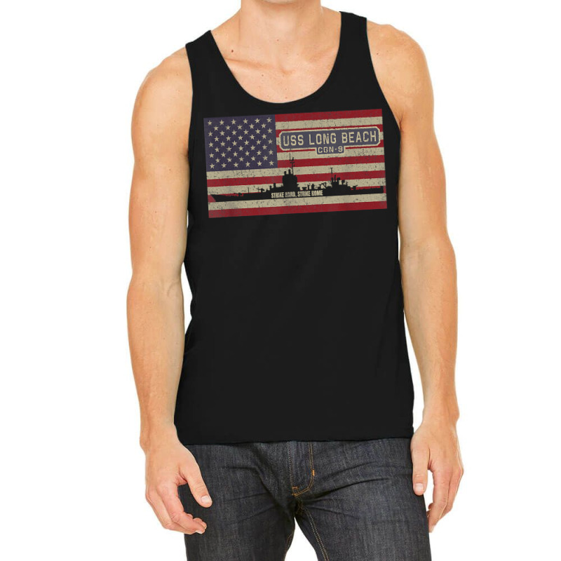 Uss Long Beach Cgn-9 Guided Missile Cruiser American Flag Tank Top | Artistshot