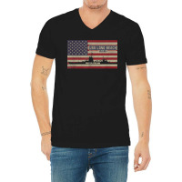 Uss Long Beach Cgn-9 Guided Missile Cruiser American Flag V-neck Tee | Artistshot