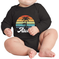 Aloha Hawaii Hawaiian Island Palm Beach Surfboard Surf Long Sleeve Baby Bodysuit | Artistshot