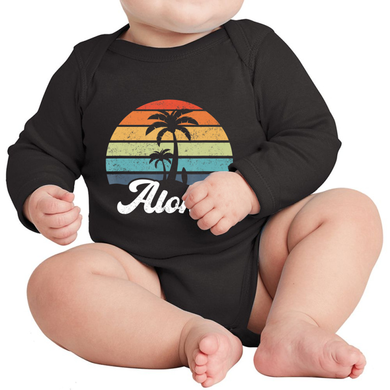 Aloha Hawaii Hawaiian Island Palm Beach Surfboard Surf Long Sleeve Baby Bodysuit by cm-arts | Artistshot