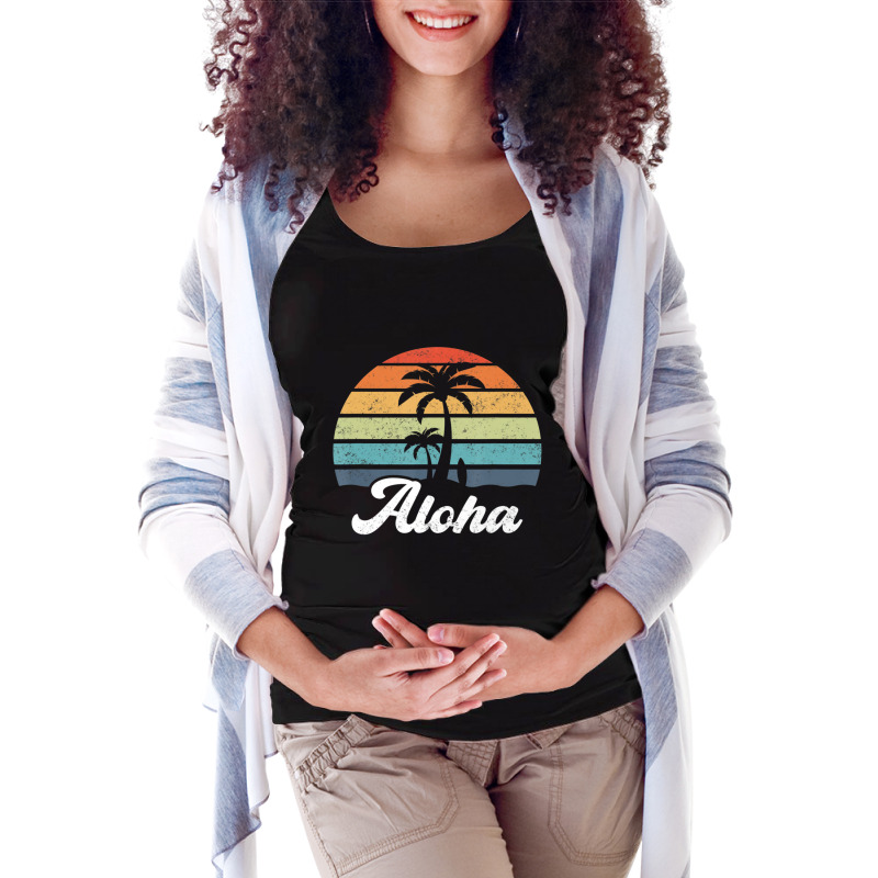 Aloha Hawaii Hawaiian Island Palm Beach Surfboard Surf Maternity Scoop Neck T-shirt by cm-arts | Artistshot