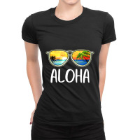 Aloha Hawaii Hawaiian Island Sunglasses Palm Trees Beach Ladies Fitted T-shirt | Artistshot