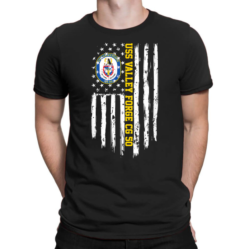 Uss Valley Forge Cg-50 American Flag T-shirt | Artistshot