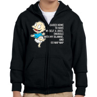 Mademark X Rugrats Tommy Pickles Juice, Blankie & Nap Nap Youth Zipper Hoodie | Artistshot