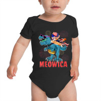 4h Of July Meowica Ca Riding Rex Dinosaur Usa Flag Boys Baby Bodysuit | Artistshot