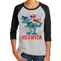 4h Of July Meowica Ca Riding Rex Dinosaur Usa Flag Boys Youth 3/4 Sleeve | Artistshot