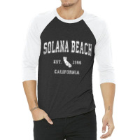 Solana Beach California Ca Vintage Athletic Sports Design Pullover Hoo 3/4 Sleeve Shirt | Artistshot