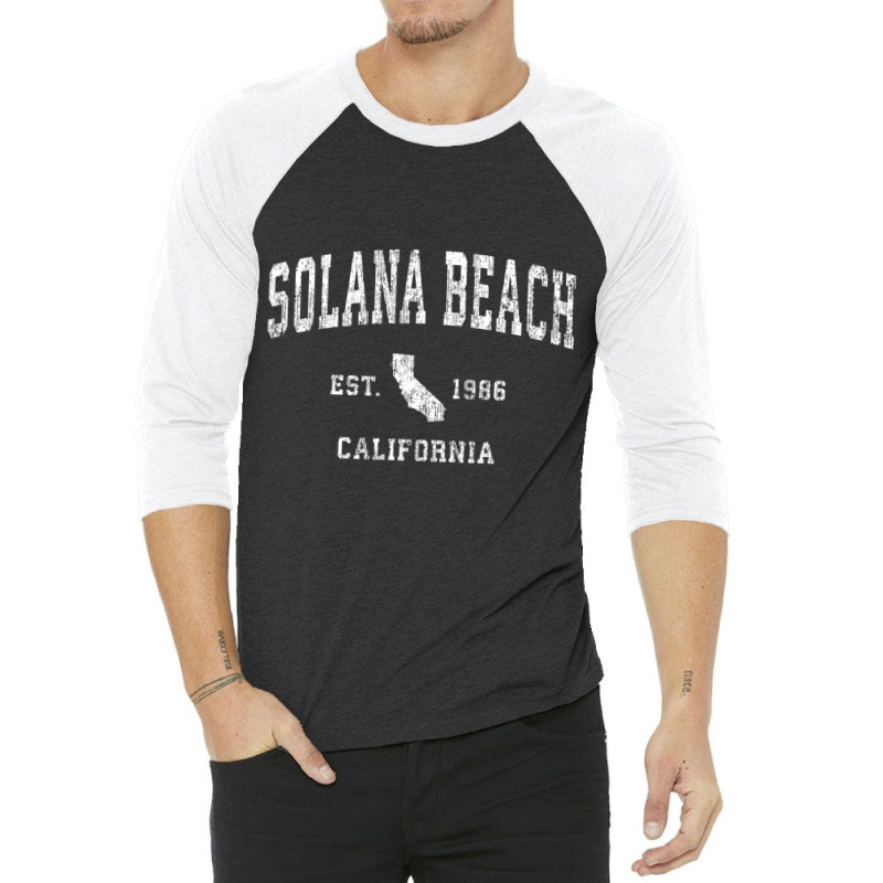 Solana Beach California Ca Vintage Athletic Sports Design Pullover Hoo 3/4 Sleeve Shirt by cm-arts | Artistshot