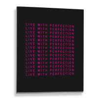 Live With Perfection Pink Typography Pattern Aesthetic Metal Print Vertical | Artistshot