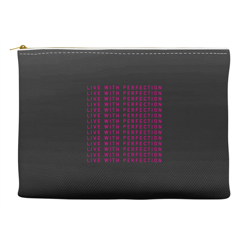 Live With Perfection Pink Typography Pattern Aesthetic Accessory Pouches | Artistshot