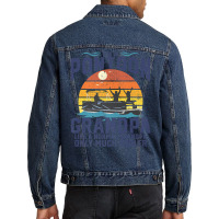 Mens Pontoon Grandpa Captain Retro Funny Boating Fathers Day Gift Prem Men Denim Jacket | Artistshot