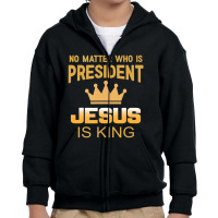 Christian Religious Apparel, Jesus Is King Youth Zipper Hoodie | Artistshot