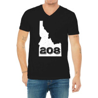 Area Code 208 Boise Idaho Home State V-neck Tee | Artistshot