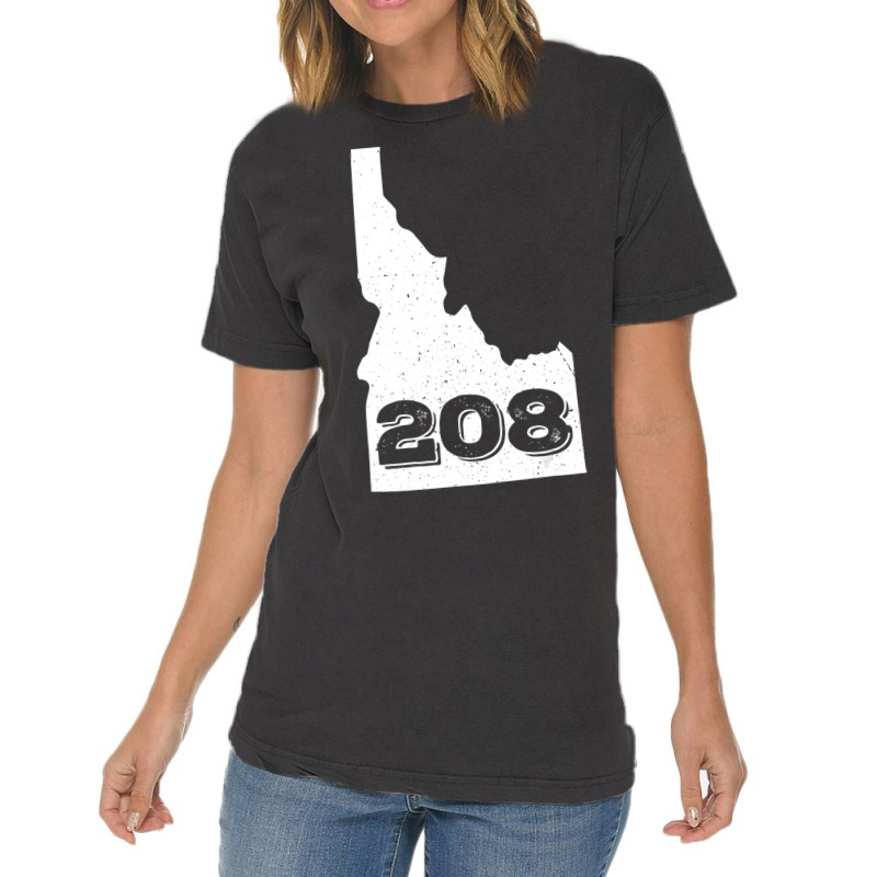 Area Code 208 Boise Idaho Home State Vintage T-Shirt by cm-arts | Artistshot