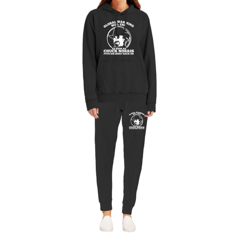 Chuck Norris Global Warming Quote Hoodie & Jogger Set | Artistshot