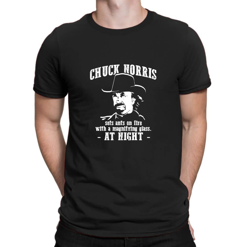 Chuck Norris Sets Fire To Ants At Night T-shirt | Artistshot