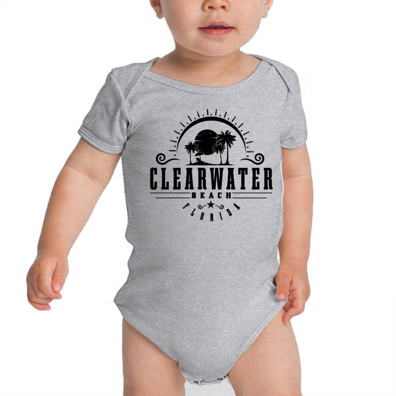 Clearwater Beach Florida Fl Vintage Sunset Surf Vacation Pullover Hood Baby Bodysuit by cm-arts | Artistshot