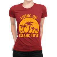 Living On Island Time Palm Trees And Sunset Ladies Fitted T-shirt | Artistshot