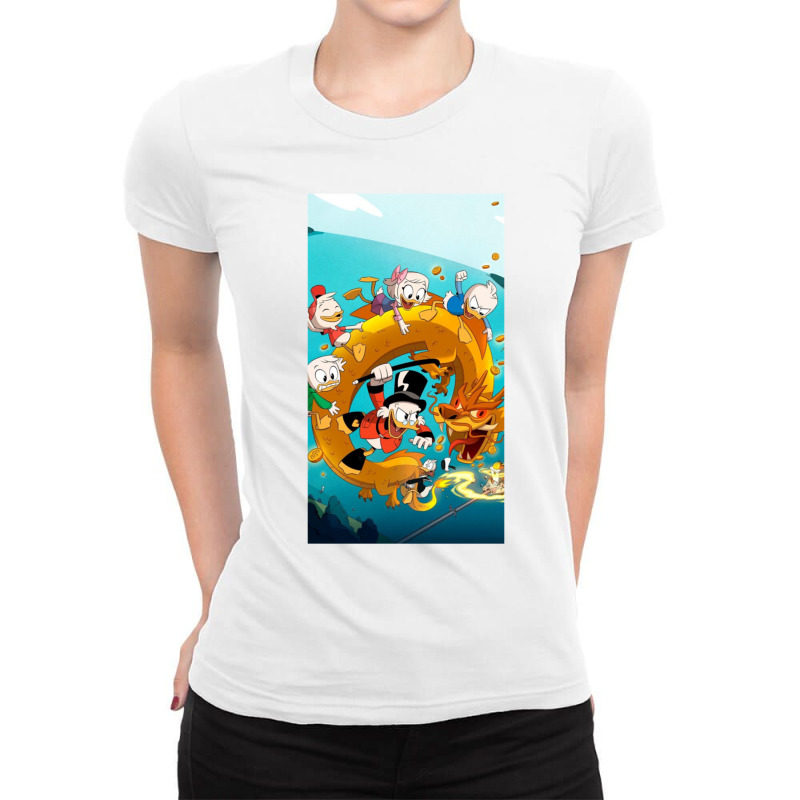 Play Dragon With Duck Tales Friends Ladies Fitted T-Shirt by MOSESWOODSS | Artistshot