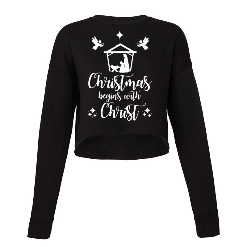 Christmas Begins With Christ Christian Nativity Scene Cropped Sweater by thangdinhsinhelf | Artistshot