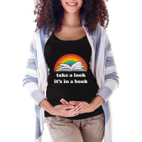 Take A Look, It's In A Book, Rainbows, Retro Book Lovers Design, Bookw Maternity Scoop Neck T-shirt | Artistshot