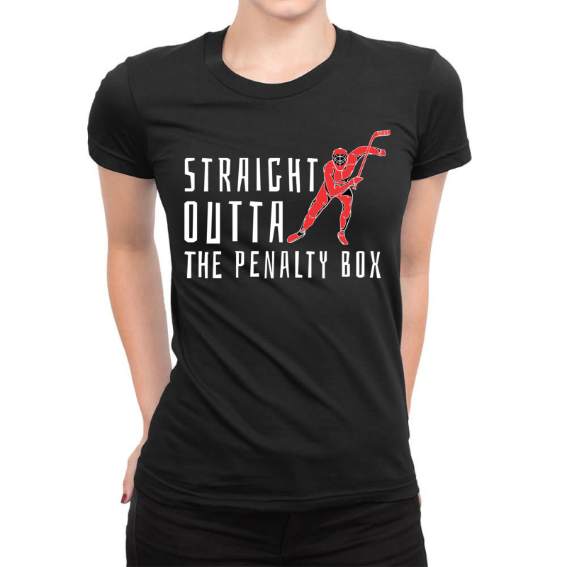 Ice Hockey Enforcer Penalty Box Hockey Pullover Hoodie Ladies Fitted T-Shirt by cm-arts | Artistshot