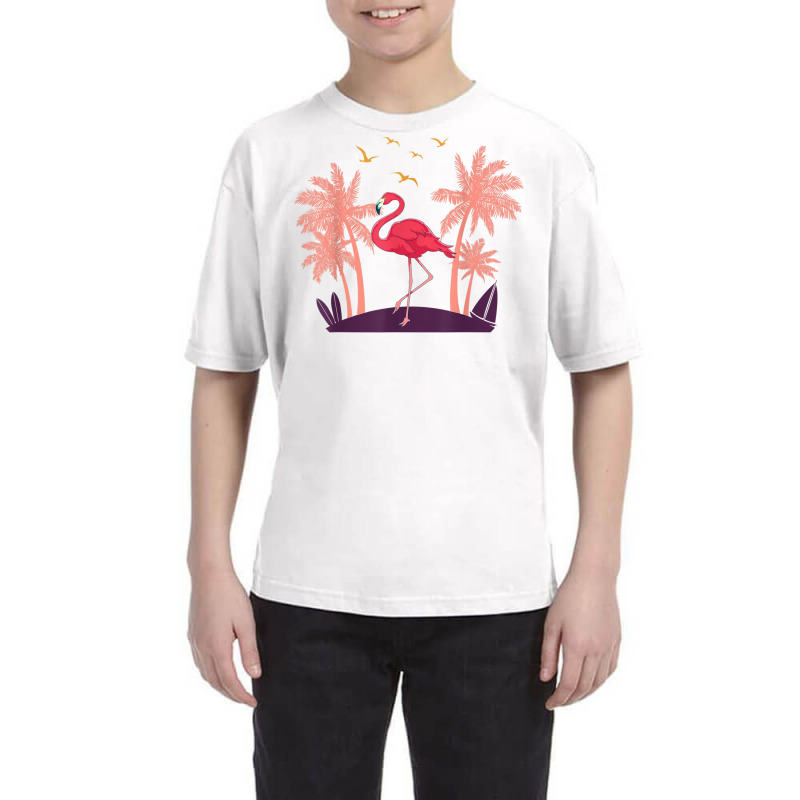 Coconut Palm Trees Exotic Bird Tropical Summer Flamingo T Shirt Youth Tee by cm-arts | Artistshot