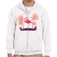 Coconut Palm Trees Exotic Bird Tropical Summer Flamingo T Shirt Youth Zipper Hoodie | Artistshot