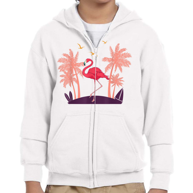 Coconut Palm Trees Exotic Bird Tropical Summer Flamingo T Shirt Youth Zipper Hoodie by cm-arts | Artistshot