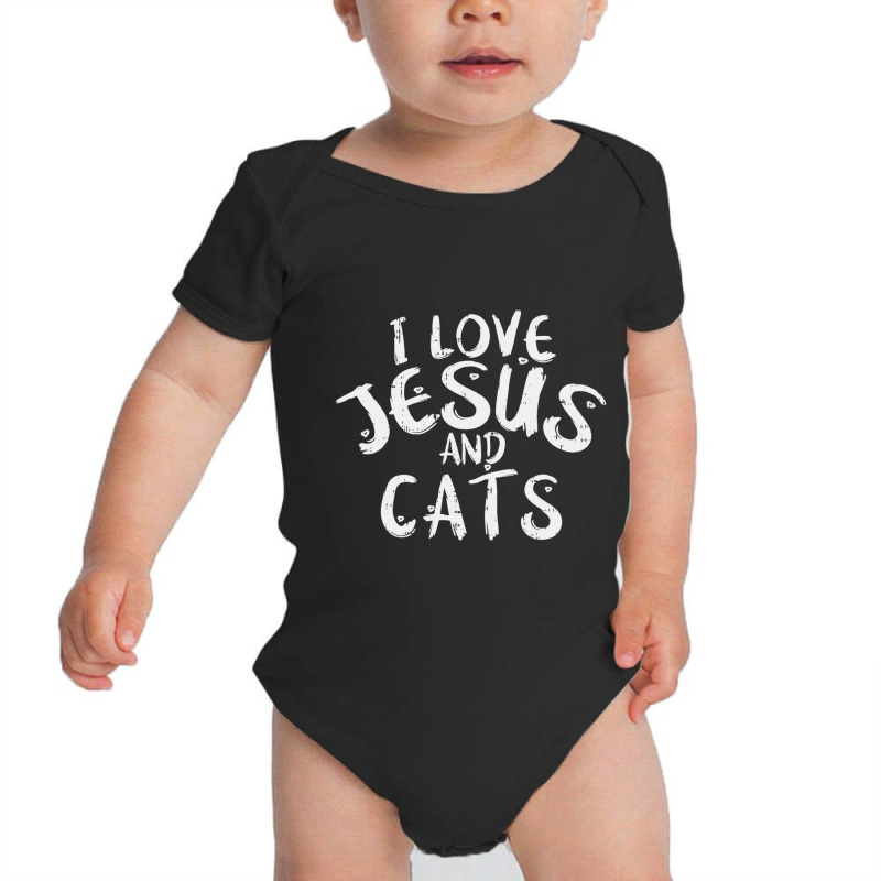 Christmas I Love Jesus And Cats Christian Pet Xmas Baby Bodysuit | Artistshot