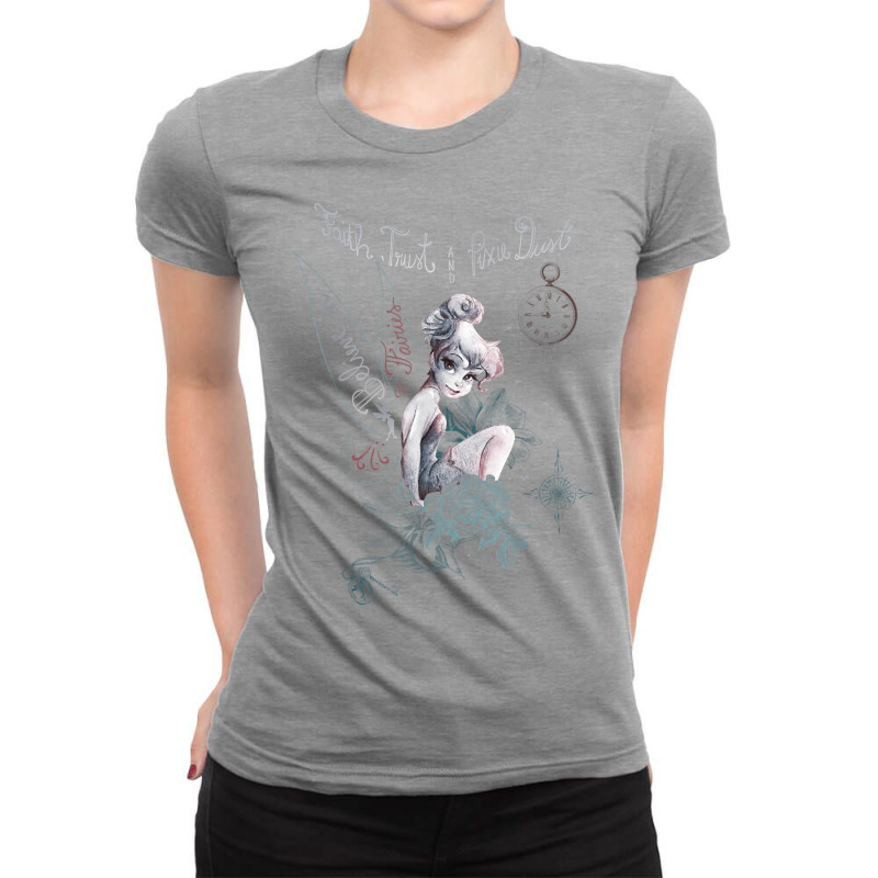 Peter Pan Tinker Bell Believe Drawing Graphic Ladies Fitted T-Shirt by haxemaxagi | Artistshot