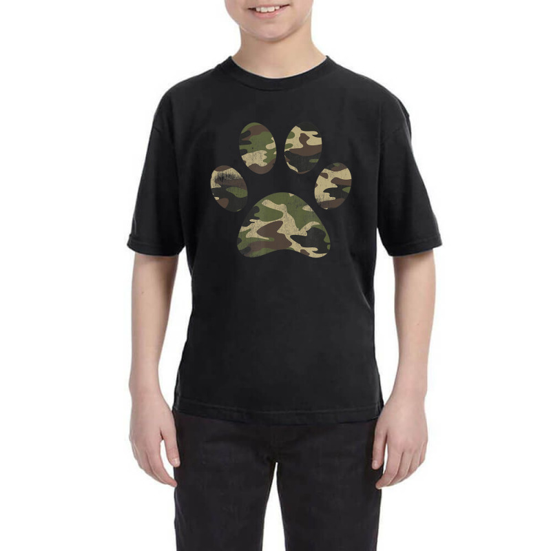 Cool Vintage Green Camouflage Dog Paw Print Youth Tee by Konlasa6638 | Artistshot