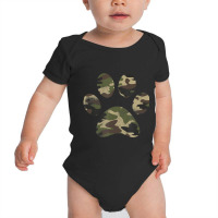 Cool Vintage Green Camouflage Dog Paw Print Baby Bodysuit | Artistshot