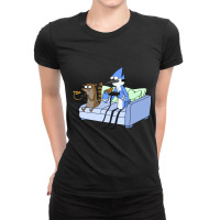 Mordecai And Rigby Pizza And Video Games Ladies Fitted T-shirt | Artistshot