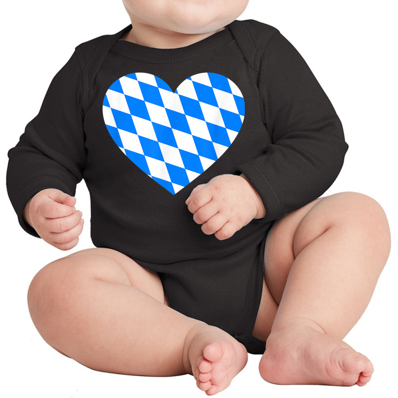 Love Germany State Bavaria Flag Colors Blue Diamonds T Shirt Long Sleeve Baby Bodysuit by cm-arts | Artistshot